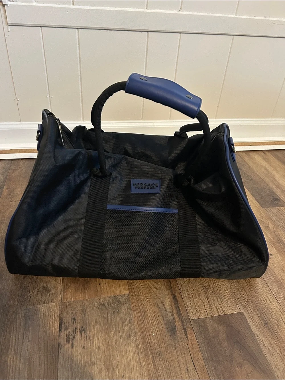 Versace Parfum. Black and Blue Duffel Bag -